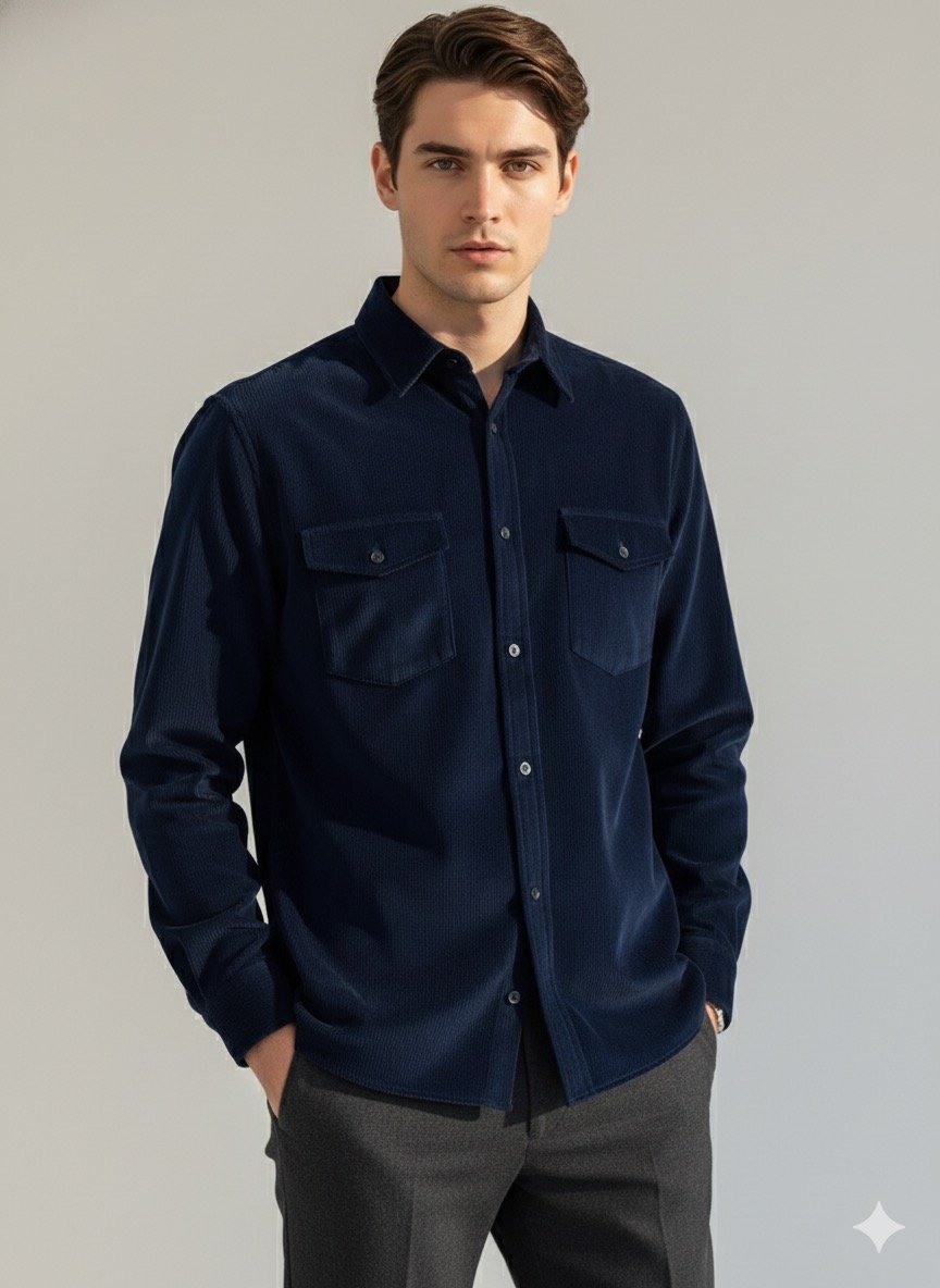 lacivert cep kapaklı kadife gömlek lacivert cep kapaklı kadife gömlek