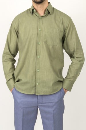 buz mavi klasik kesim %100 pamuk keten gömlek (kopya)