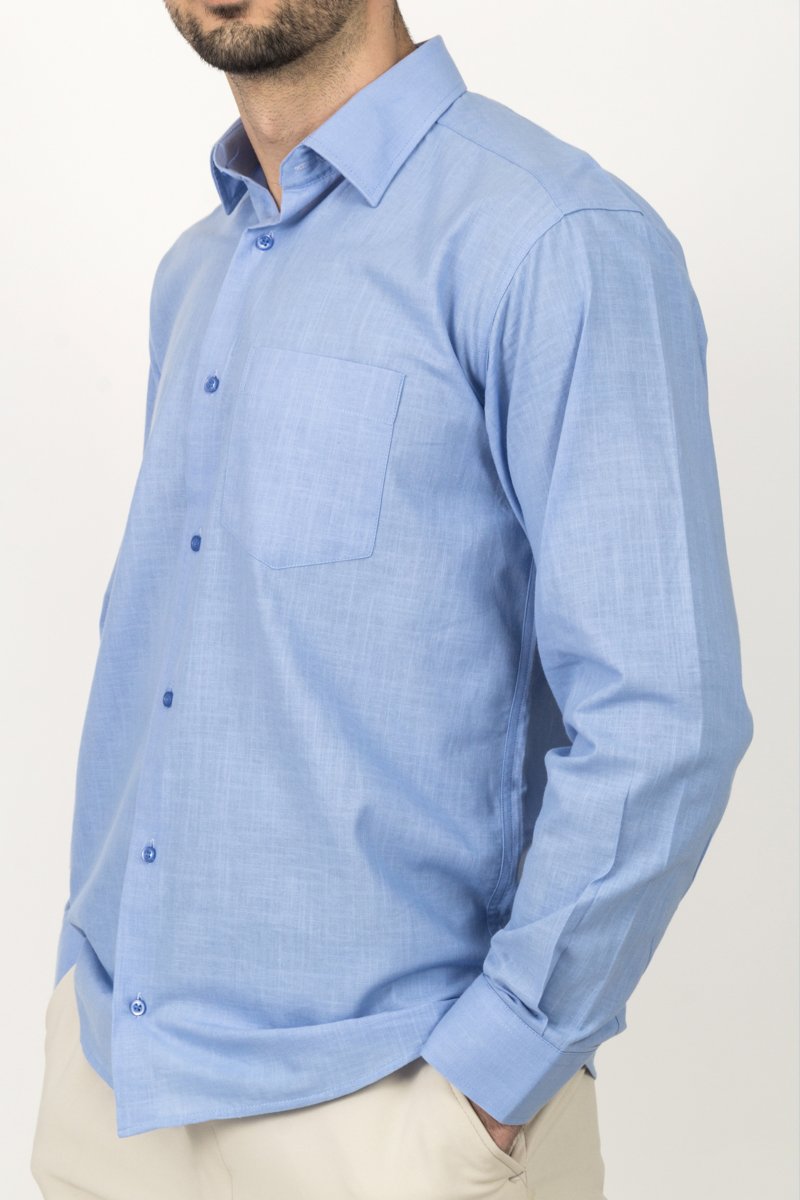 mavi klasik kesim %100 pamuk keten gömlek mavi klasik kesim %100 pamuk keten gömlek
