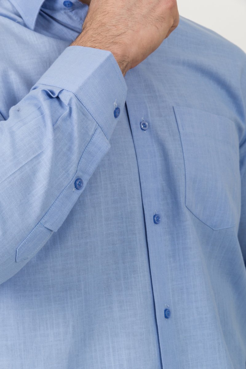 mavi klasik kesim %100 pamuk keten gömlek mavi klasik kesim %100 pamuk keten gömlek