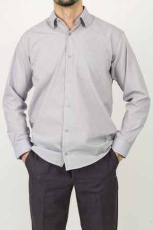 gri klasik kesim uzun kollu gömlek
