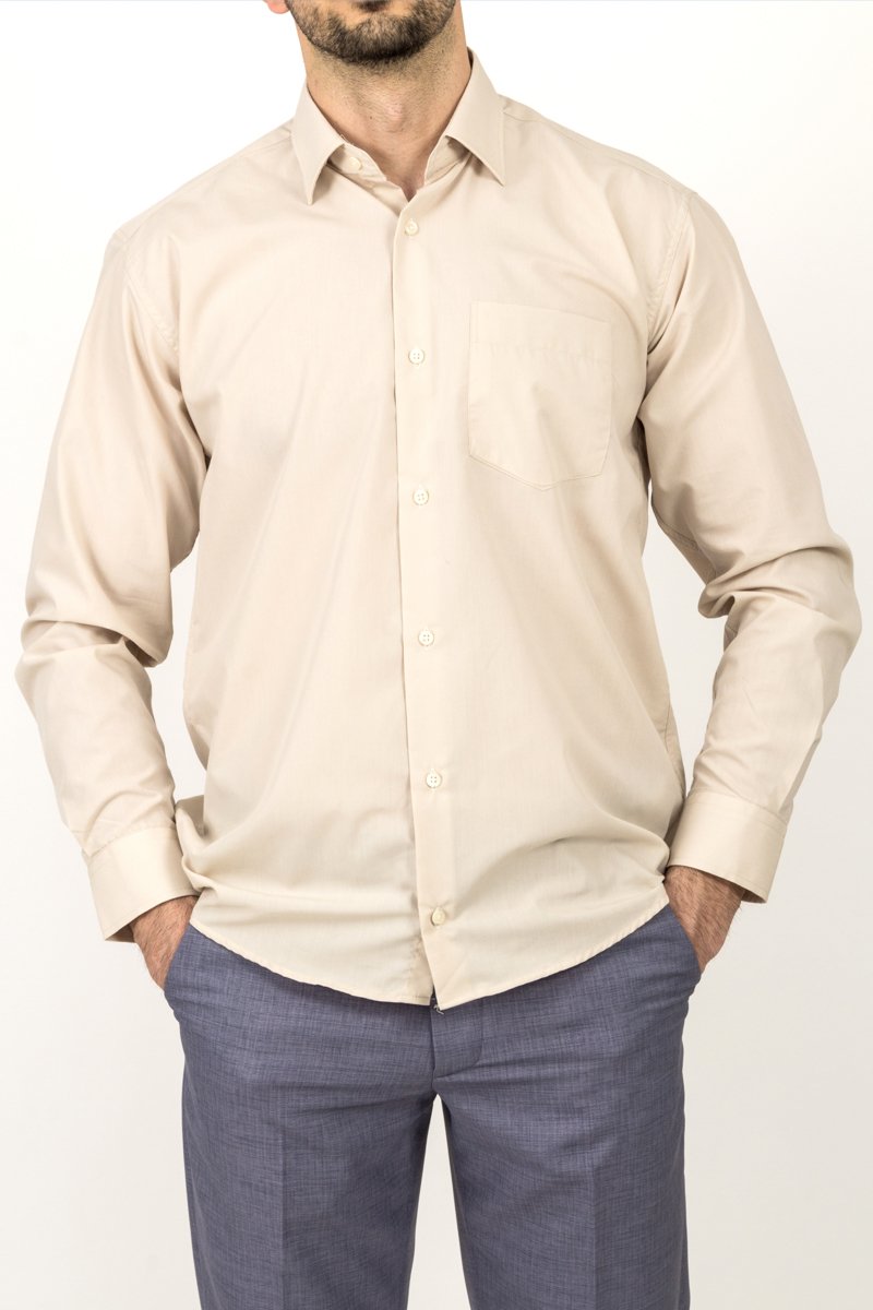 bej klasik kesim uzun kollu gömlek bej klasik kesim uzun kollu gömlek