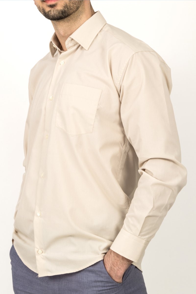 bej klasik kesim uzun kollu gömlek bej klasik kesim uzun kollu gömlek