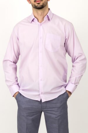 lila klasik kesim uzun kollu gömlek