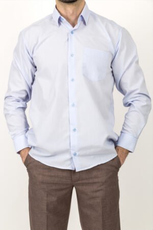 buz mavi klasik kesim uzun kollu gömlek