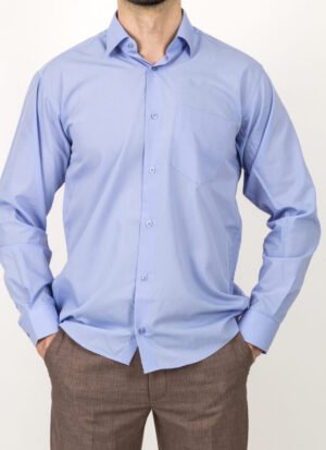 mavi klasik kesim uzun kollu gömlek